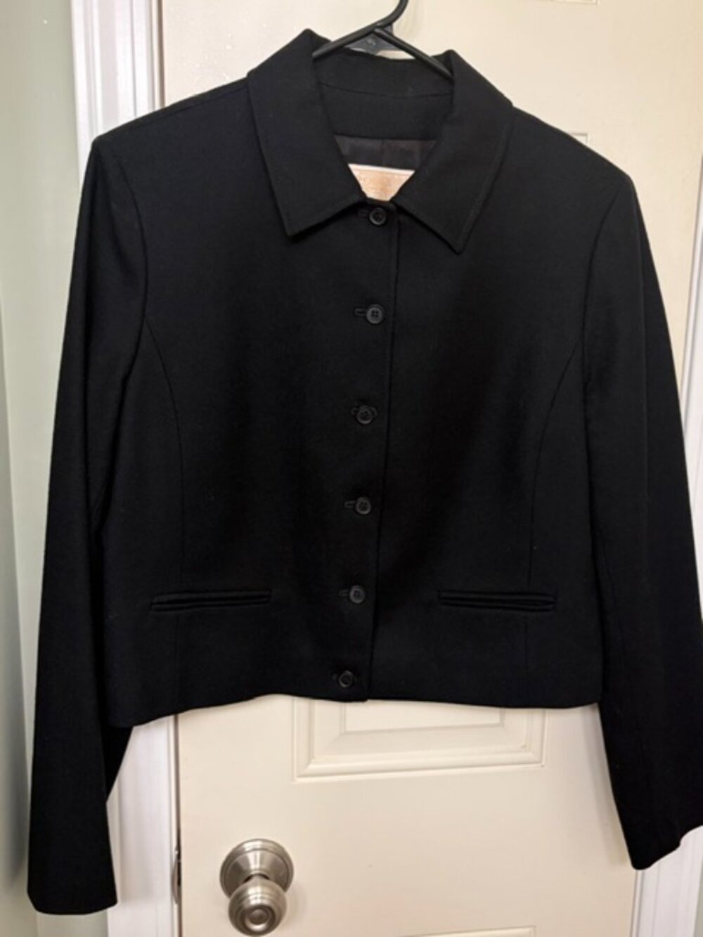 VINTAGE PENDLETON Wool Cropped Black Blazer Size 12